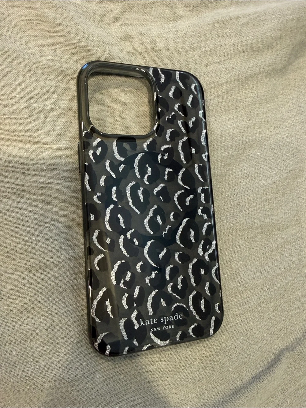 kate spade Black and Silver Leopard Print Phone Case iPhone 16 Pro Max